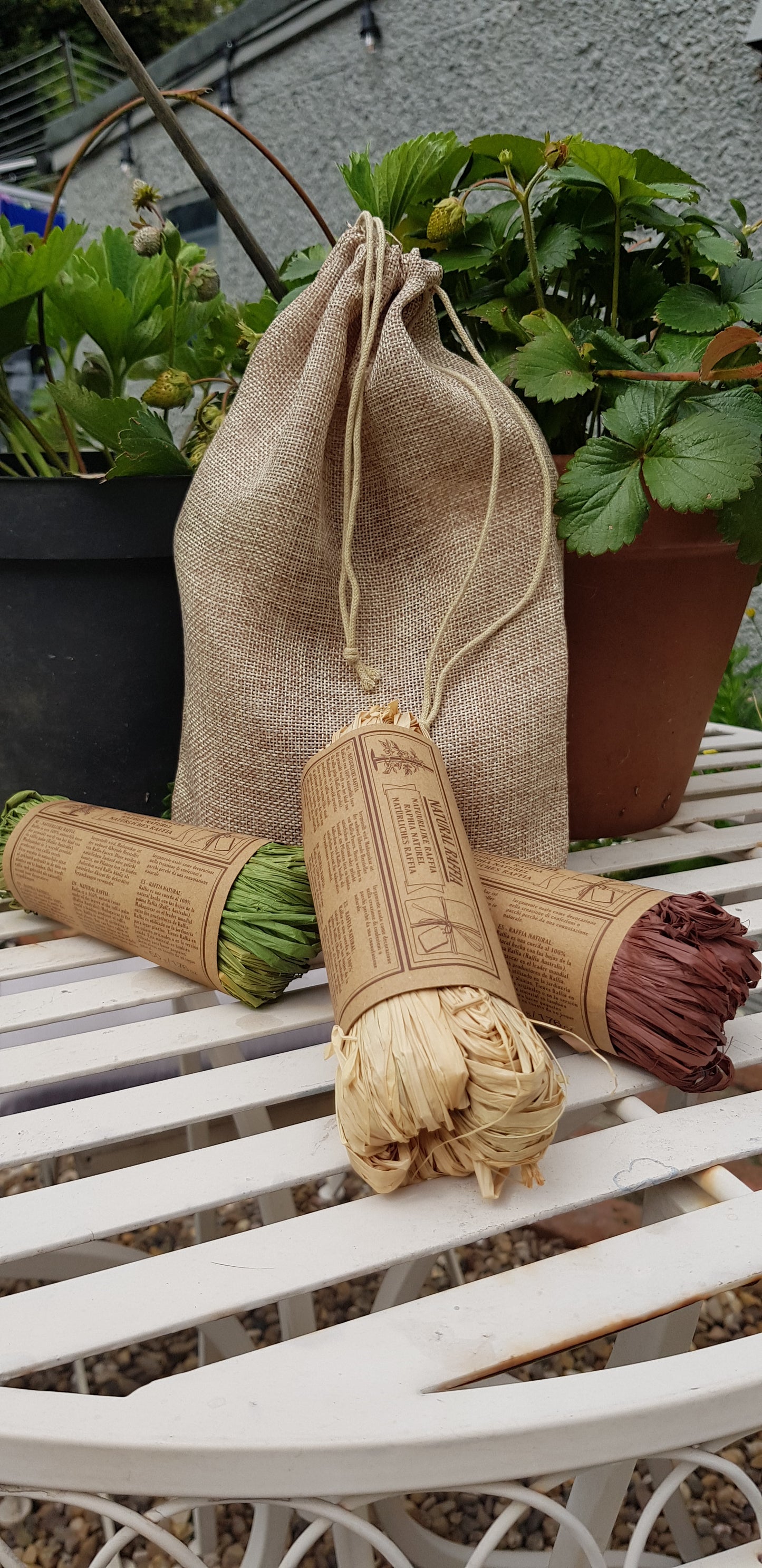 Raffia Natural 50g per bundle - 3 x bundles in a hessian bag