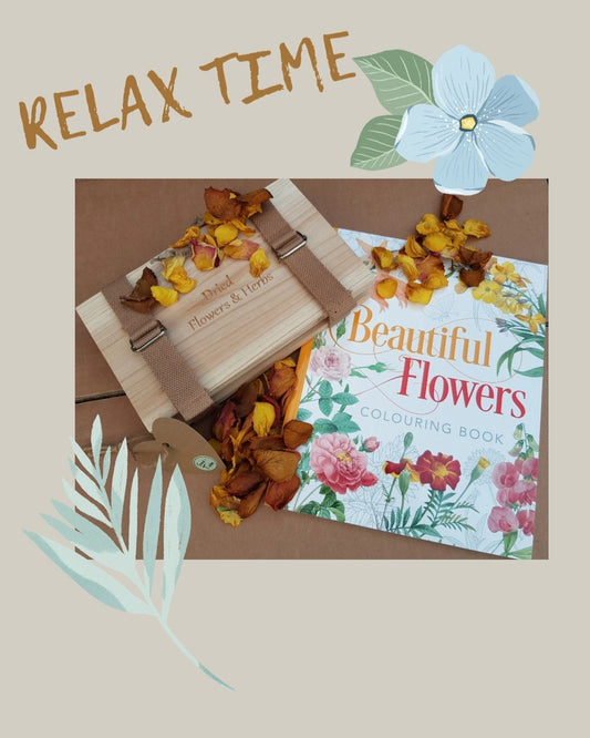 Wooden Flower Press (with straps) & "Beautiful Flowers" therapeutic colouring book