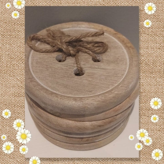 Wooden Button Coaster - Set of 6