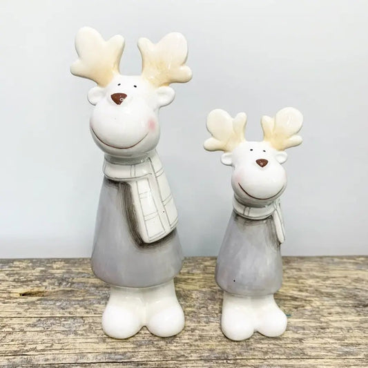 Posed Grey Reindeer - 13cm or 17cm