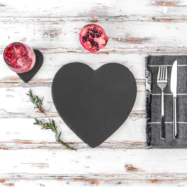 Heart Slate Coasters - Set of 6 with chalk